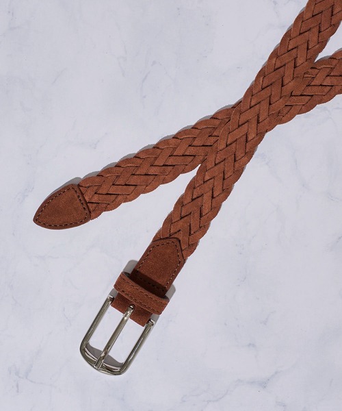 【美品】サドラーズ　ベルト　スエードレザー　メッシュ　編み込み　イタリア製　本革 Saddler's(サドラーズ)】 スエードレザー メッシュベルト（ベルト