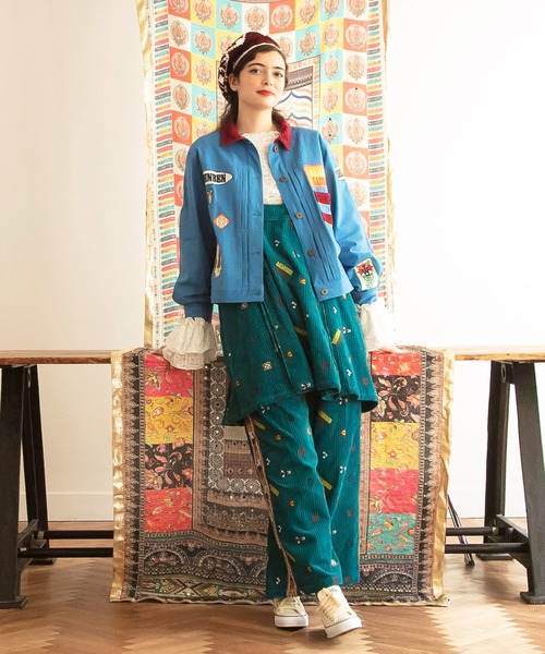 チャイハネ(チャイハネ)の「【チャイハネ】ジャーティコーデュロイ刺繍パンツ(その他パンツ・レディース・ターコイズブルー/ワイン/ホワイト・FREE)」の6枚目の写真