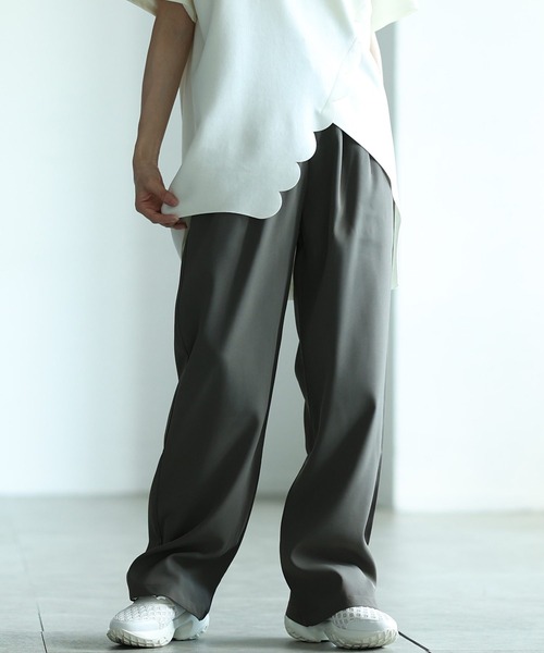 Sawa a la mode(サワアラモード)の「フロントタックワイドロングパンツ(スラックス・レディース・グレー/ピンク/カーキ/ブラック/ホワイト・SMALL/FREE)」の4枚目の写真