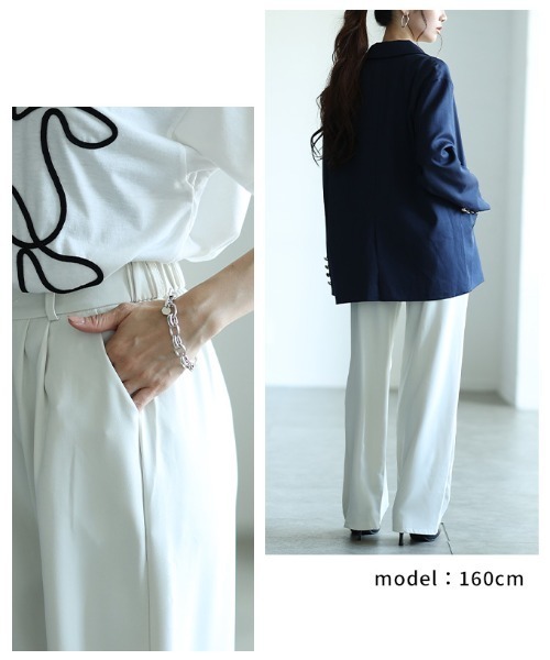 Sawa a la mode(サワアラモード)の「フロントタックワイドロングパンツ(スラックス・レディース・グレー/ピンク/カーキ/ブラック/ホワイト・SMALL/FREE)」の14枚目の写真