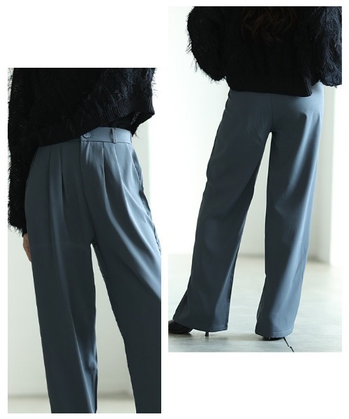 Sawa a la mode(サワアラモード)の「フロントタックワイドロングパンツ(スラックス・レディース・グレー/ピンク/カーキ/ブラック/ホワイト・SMALL/FREE)」の19枚目の写真