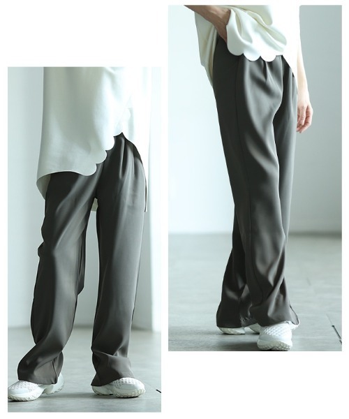 Sawa a la mode(サワアラモード)の「フロントタックワイドロングパンツ(スラックス・レディース・グレー/ピンク/カーキ/ブラック/ホワイト・SMALL/FREE)」の21枚目の写真