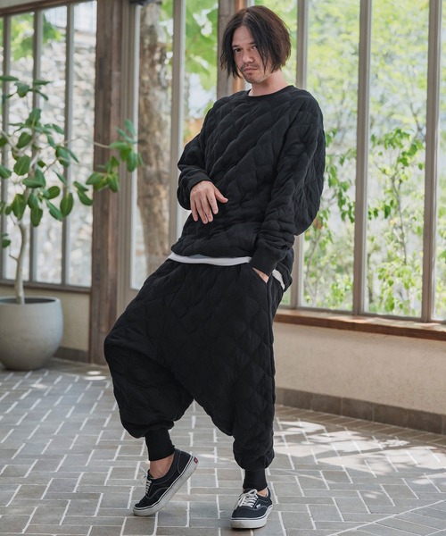 CAMBIO(カンビオ)の「mlt5430-Wave Quilting Bonding Crew Neck Pullover キルティングプルオーバー(A56425cmb)(Tシャツ/カットソー・メンズ・ブラック/ミックスグレー・S/M/L)」の7枚目の写真