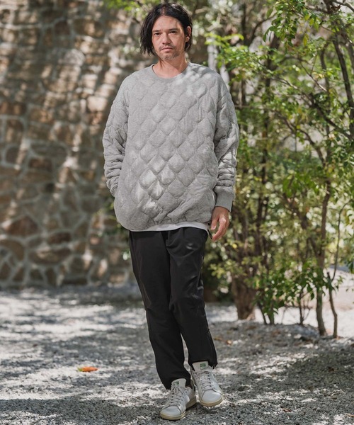 CAMBIO(カンビオ)の「mlt5430-Wave Quilting Bonding Crew Neck Pullover キルティングプルオーバー(A56425cmb)(Tシャツ/カットソー・メンズ・ブラック/ミックスグレー・S/M/L)」の12枚目の写真
