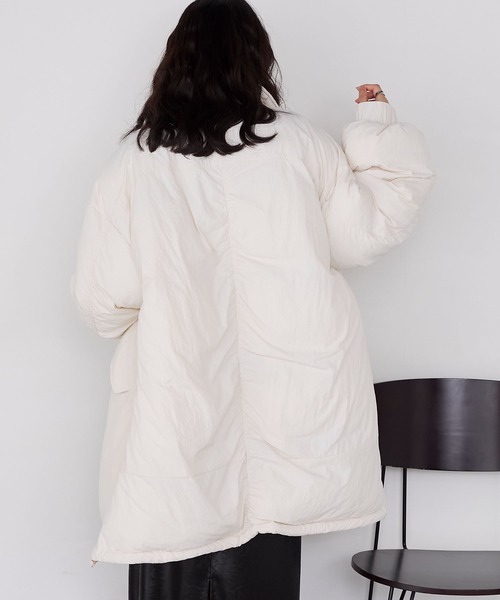 雪降花: drop White Color レコード forksy.】〈撥水加工〉ビッグドロスト付きハイネックモンスター中綿