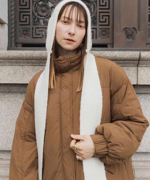 forksy.(フォルクシー)の「【forksy.】〈撥水加工〉ビッグドロスト付きハイネックモンスター中綿コート(ダウンジャケット/コート・レディース・ブラウン/カーキ/ブラック/チャコール/オフホワイト・FREE)」の15枚目の写真