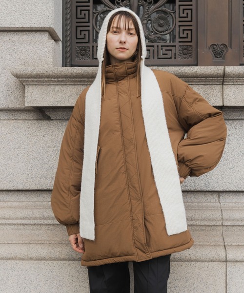 forksy.(フォルクシー)の「【forksy.】〈撥水加工〉ビッグドロスト付きハイネックモンスター中綿コート(ダウンジャケット/コート・レディース・ブラウン/カーキ/ブラック/チャコール/オフホワイト・FREE)」の16枚目の写真