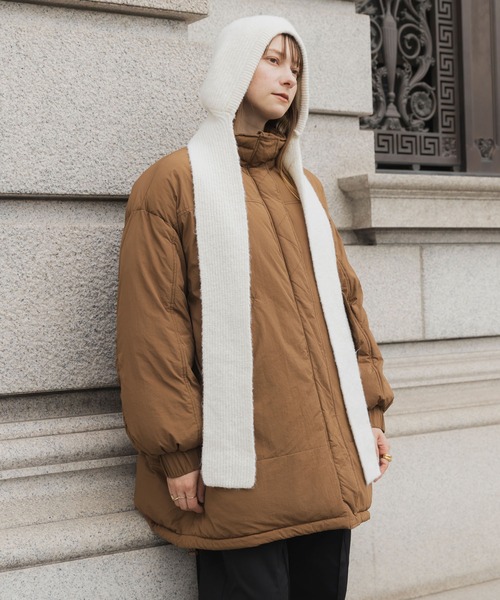 forksy.(フォルクシー)の「【forksy.】〈撥水加工〉ビッグドロスト付きハイネックモンスター中綿コート(ダウンジャケット/コート・レディース・ブラウン/カーキ/ブラック/チャコール/オフホワイト・FREE)」の17枚目の写真