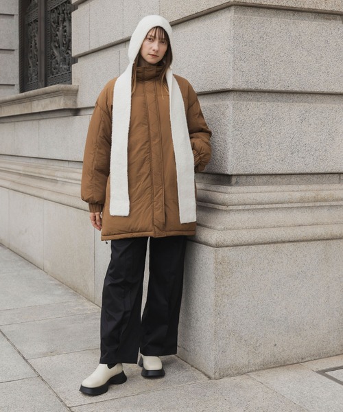 forksy.(フォルクシー)の「【forksy.】〈撥水加工〉ビッグドロスト付きハイネックモンスター中綿コート(ダウンジャケット/コート・レディース・ブラウン/カーキ/ブラック/チャコール/オフホワイト・FREE)」の21枚目の写真