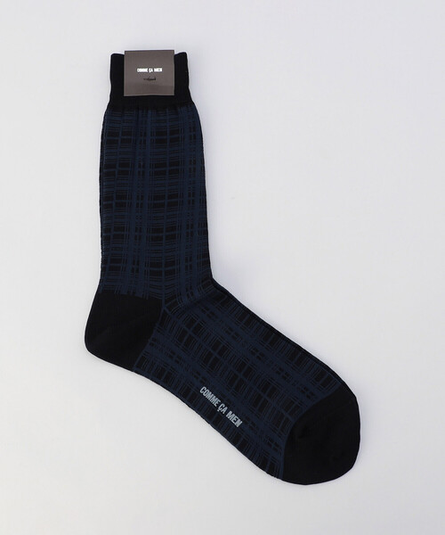 COMME CA MEN（コムサメン）の「チェック柄 クルーソックス（ソックス/靴下・メンズ・ブラック/グレー・27.0cm）」の2枚目の写真