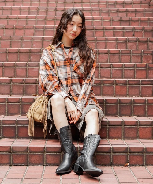 niko and...（ニコアンド）の「オリジナルウエスタンブーツ（ブーツ・レディース・ブラック/キャメル・MEDIUM/LARGE）」の9枚目の写真