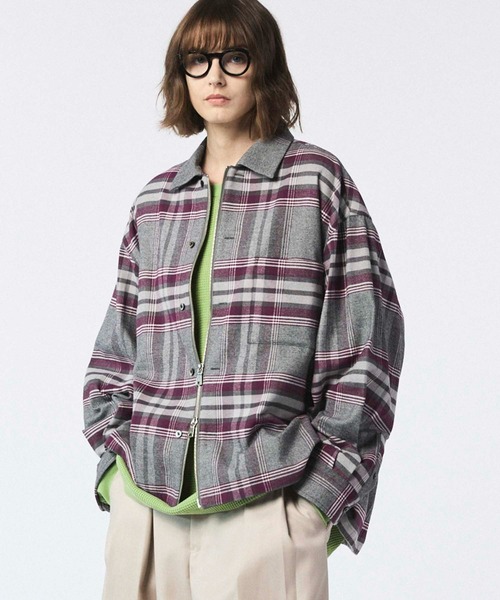 UNISEX》【Italian Dead Stock Fabric】Prime-Over 2way Zip Shirts