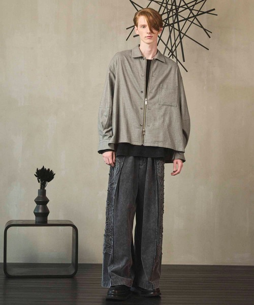 MAISON SPECIAL(メゾンスペシャル)の「《UNISEX》【Italian Dead Stock Fabric】Prime-Over 2way Zip Shirts/プライムオーバー2wayジップシャツ【MAISON SPECIAL/メゾンスペシャル】(シャツ/ブラウス・メンズ・カーキ/ピンク/ダークブラック/グレー/マルチ/アイボリー/チャコールグレー・0/1/2)」の10枚目の写真