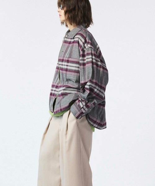 MAISON SPECIAL(メゾンスペシャル)の「《UNISEX》【Italian Dead Stock Fabric】Prime-Over 2way Zip Shirts/プライムオーバー2wayジップシャツ【MAISON SPECIAL/メゾンスペシャル】(シャツ/ブラウス・メンズ・カーキ/ピンク/ダークブラック/グレー/マルチ/アイボリー/チャコールグレー・0/1/2)」の9枚目の写真