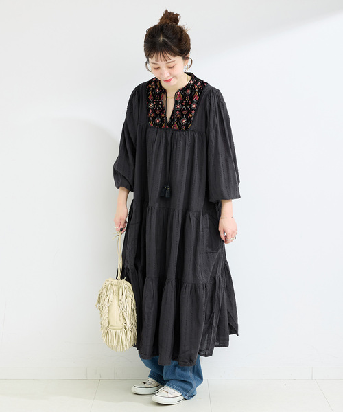 フミエタナカ　刺繍ワンピース FUMIE TANAKA 花柄刺繍ワンピース FUMIE=TANAKA（フミエタナカ