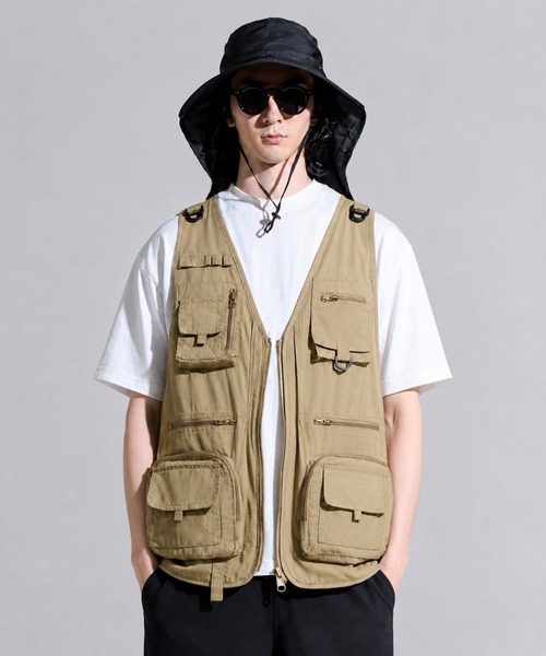 CALIFORNIA OUTFITTERS(カリフォルニア アウトフィッターズ)の「9D7 マルチポケット ユーティリティ ベスト(ベスト・メンズ・ブラック/カーキ・M/L/XL)」の10枚目の写真
