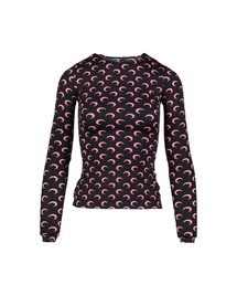 MOON PRINTED JERSEY LS CREWNECK TOP