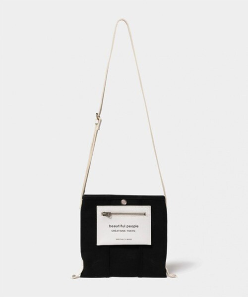 beautiful people(ビューティフルピープル)の「【beautiful people/ビューティフルピープル】lining logo pocketmini shoulder bag/ライニングロゴ ポケットミニ ショルダーバッグ(ショルダーバッグ・レディース・ブラック/キナリ・FREE)」の2枚目の写真