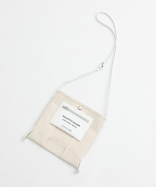 beautiful people(ビューティフルピープル)の「【beautiful people/ビューティフルピープル】lining logo pocketmini shoulder bag/ライニングロゴ ポケットミニ ショルダーバッグ(ショルダーバッグ・レディース・ブラック/キナリ・FREE)」の1枚目の写真