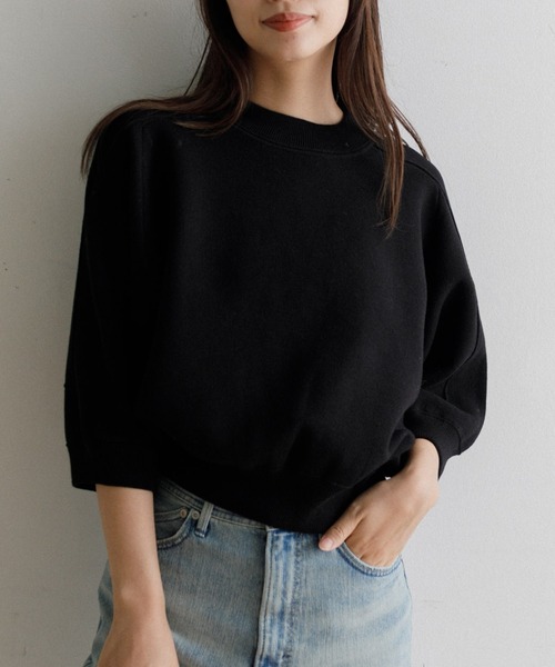 AMERICAN RAG CIE（アメリカンラグシー）の「スウェットライクニット（ニット/セーター・レディース・ブラック/グレー・FREE）」の2枚目の写真