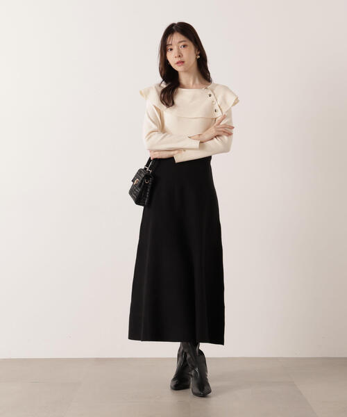 PROPORTION BODY DRESSING(プロポーションボディドレッシング)の「ケープニットワンピース / 1215240100(ワンピース・レディース・ブラック/レッド・MEDIUM/P/S)」の4枚目の写真