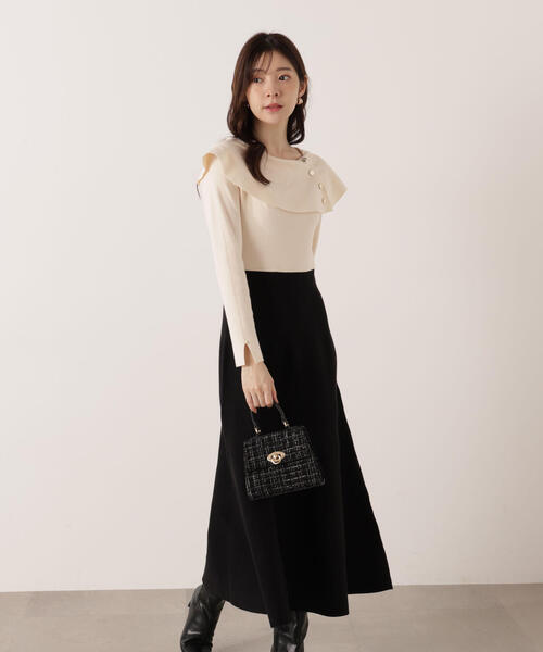 PROPORTION BODY DRESSING(プロポーションボディドレッシング)の「ケープニットワンピース / 1215240100(ワンピース・レディース・ブラック/レッド・MEDIUM/P/S)」の5枚目の写真