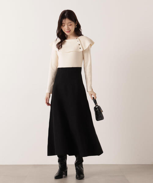 PROPORTION BODY DRESSING(プロポーションボディドレッシング)の「ケープニットワンピース / 1215240100(ワンピース・レディース・ブラック/レッド・MEDIUM/P/S)」の6枚目の写真