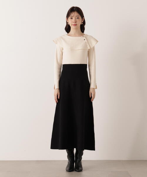 PROPORTION BODY DRESSING(プロポーションボディドレッシング)の「ケープニットワンピース / 1215240100(ワンピース・レディース・ブラック/レッド・MEDIUM/P/S)」の10枚目の写真