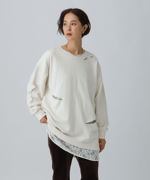 LEPSIM（レプシィム）の「カットアウトレースチュニック　290338（チュニック・レディース・ブラック/ホワイト/ピンク・FREE）」の21枚目の写真