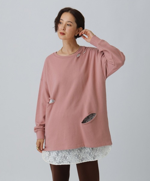 LEPSIM（レプシィム）の「カットアウトレースチュニック　290338（チュニック・レディース・ブラック/ホワイト/ピンク・FREE）」の8枚目の写真