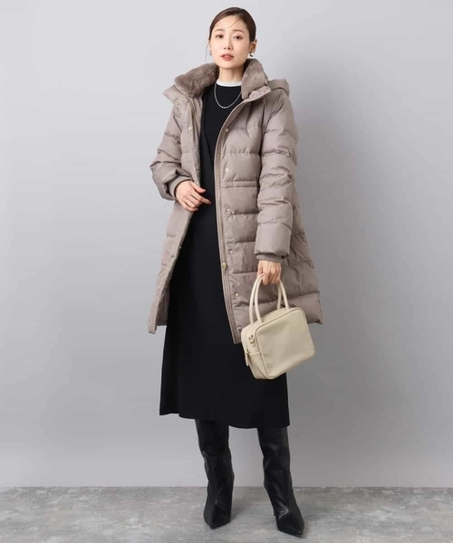 MK MICHEL KLEIN（エムケーミッシェルクラン）の「ベーシックタフタ ロングダウンコート/撥水加工（ダウンジャケット/コート・レディース・ブラック/アイボリー/モカ・38/40）」の8枚目の写真