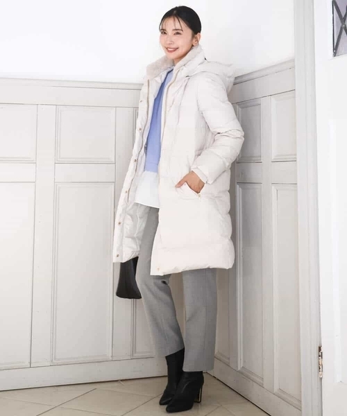 ベーシックタフタ ロングダウンコート/撥水加工（ダウンジャケット