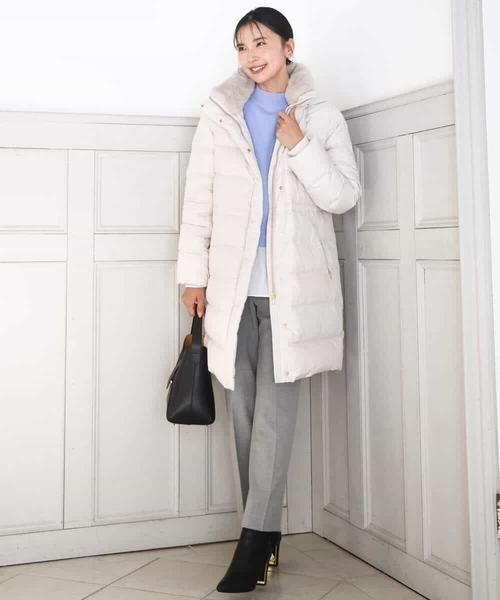 MK MICHEL KLEIN（エムケーミッシェルクラン）の「ベーシックタフタ ロングダウンコート/撥水加工（ダウンジャケット/コート・レディース・ブラック/アイボリー/モカ・38/40）」の13枚目の写真