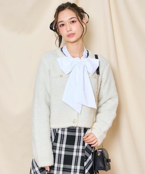 WILLSELECTION（ウィルセレクション）の「ループヤーンニットジャケット（カーディガン/ボレロ・レディース・オフホワイト/ピンク/チャコールグレー・FREE）」の14枚目の写真