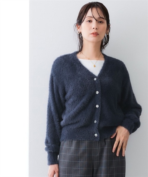 7days Life Styling（セブンデイズライフスタイリング）の「シャギーニットVネックカーディガン<大きいサイズ有>（カーディガン/ボレロ・レディース・チャコールグレー/ライトグレー/ネイビー・S/M/L/LL/3L/4L/5L/6L）」の9枚目の写真