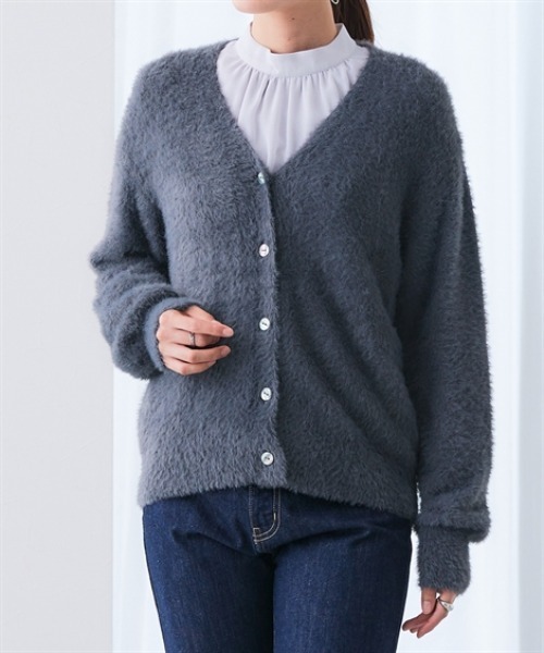 7days Life Styling（セブンデイズライフスタイリング）の「シャギーニットVネックカーディガン<大きいサイズ有>（カーディガン/ボレロ・レディース・チャコールグレー/ライトグレー/ネイビー・S/M/L/LL/3L/4L/5L/6L）」の14枚目の写真