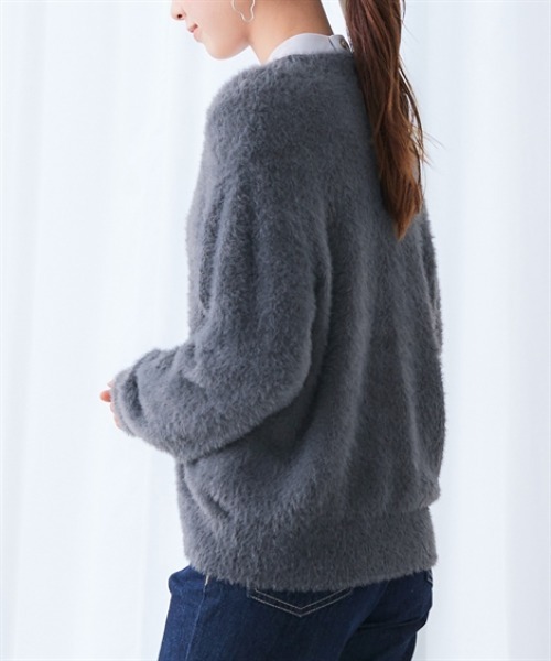 7days Life Styling（セブンデイズライフスタイリング）の「シャギーニットVネックカーディガン<大きいサイズ有>（カーディガン/ボレロ・レディース・チャコールグレー/ライトグレー/ネイビー・S/M/L/LL/3L/4L/5L/6L）」の15枚目の写真