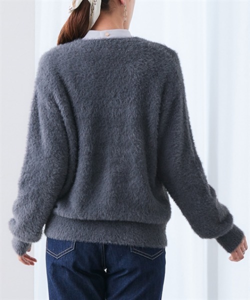 シャギーニットVネックカーディガン<大きいサイズ有>（カーディガン