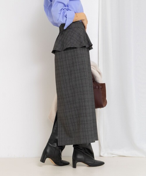 NOLLEY’S(ノーリーズ)の「ウォッシャブルペプラムタイトミディスカート(スカート・レディース・ブラウン系その他/ブラック/ブラック系その他/ベージュ系その他3・36/38/40)」の1枚目の写真