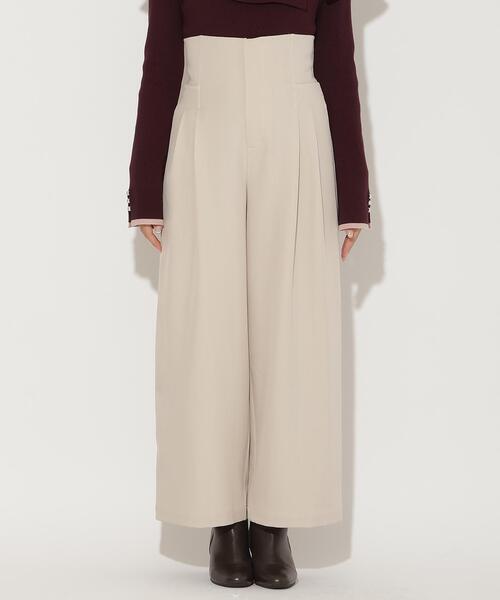 AND COUTURE(アンドクチュール)の「ウエストリブワイドパンツ(その他パンツ・レディース・ブラック/ブラウン/ベージュ・SMALL/MEDIUM)」の3枚目の写真