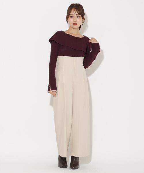 AND COUTURE(アンドクチュール)の「ウエストリブワイドパンツ(その他パンツ・レディース・ブラック/ブラウン/ベージュ・SMALL/MEDIUM)」の8枚目の写真