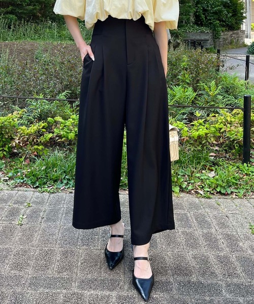 AND COUTURE(アンドクチュール)の「ウエストリブワイドパンツ(その他パンツ・レディース・ブラック/ブラウン/ベージュ・SMALL/MEDIUM)」の6枚目の写真