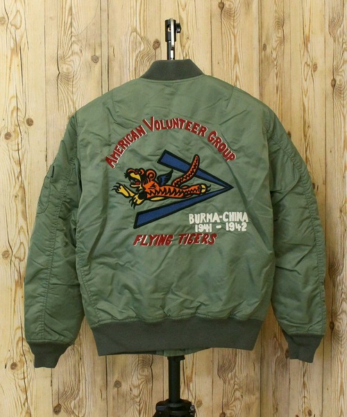 AVIREX（アヴィレックス）の「WASHED MA-1 FLYING TIGERS（MA-1・メンズ・ブラック/セージグリーン・M/L/XL/XXL）」の2枚目の写真