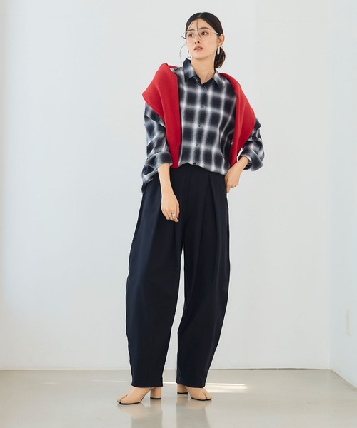 CROSS FUNCTION（クロスファンクション）の「《洗える》エブ楽 ジャージータックコクーンパンツ【CROSS FUNCTION/クロスファンクション】（その他パンツ・レディース・ブラック/グレイッシュベージュ/ネイビー・LL/L/M）」の6枚目の写真