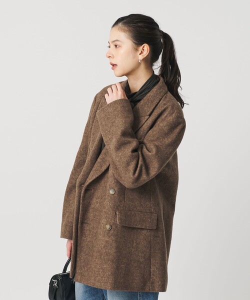 セール】毛ブレンド ヘリンボーン ジャケットコート（テーラード