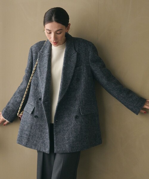 毛ブレンド ヘリンボーン ジャケットコート（テーラードジャケット