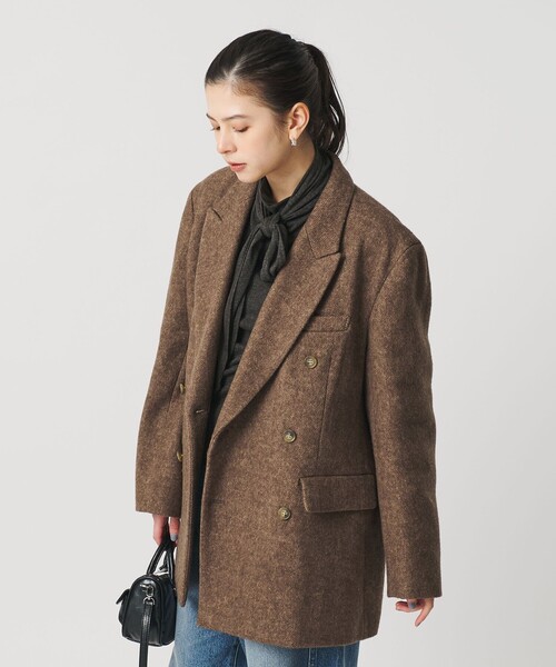 毛ブレンド ヘリンボーン ジャケットコート（テーラードジャケット
