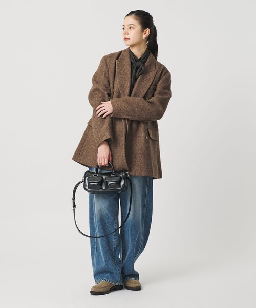 セール】毛ブレンド ヘリンボーン ジャケットコート（テーラード