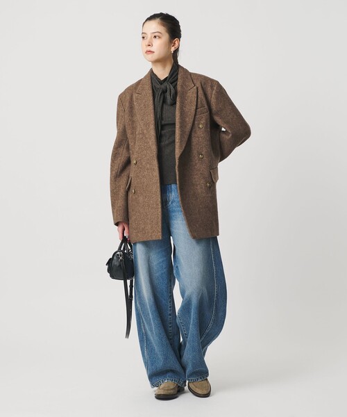 セール】毛ブレンド ヘリンボーン ジャケットコート（テーラード