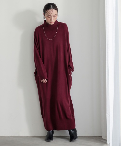 n'OrLABEL(ノアールレーベル)の「【帯電防止】カシミヤタッチニットワンピース(ワンピース・レディース・カーキ/ブラック/グレイッシュベージュ/ワイン・FREE)」の11枚目の写真